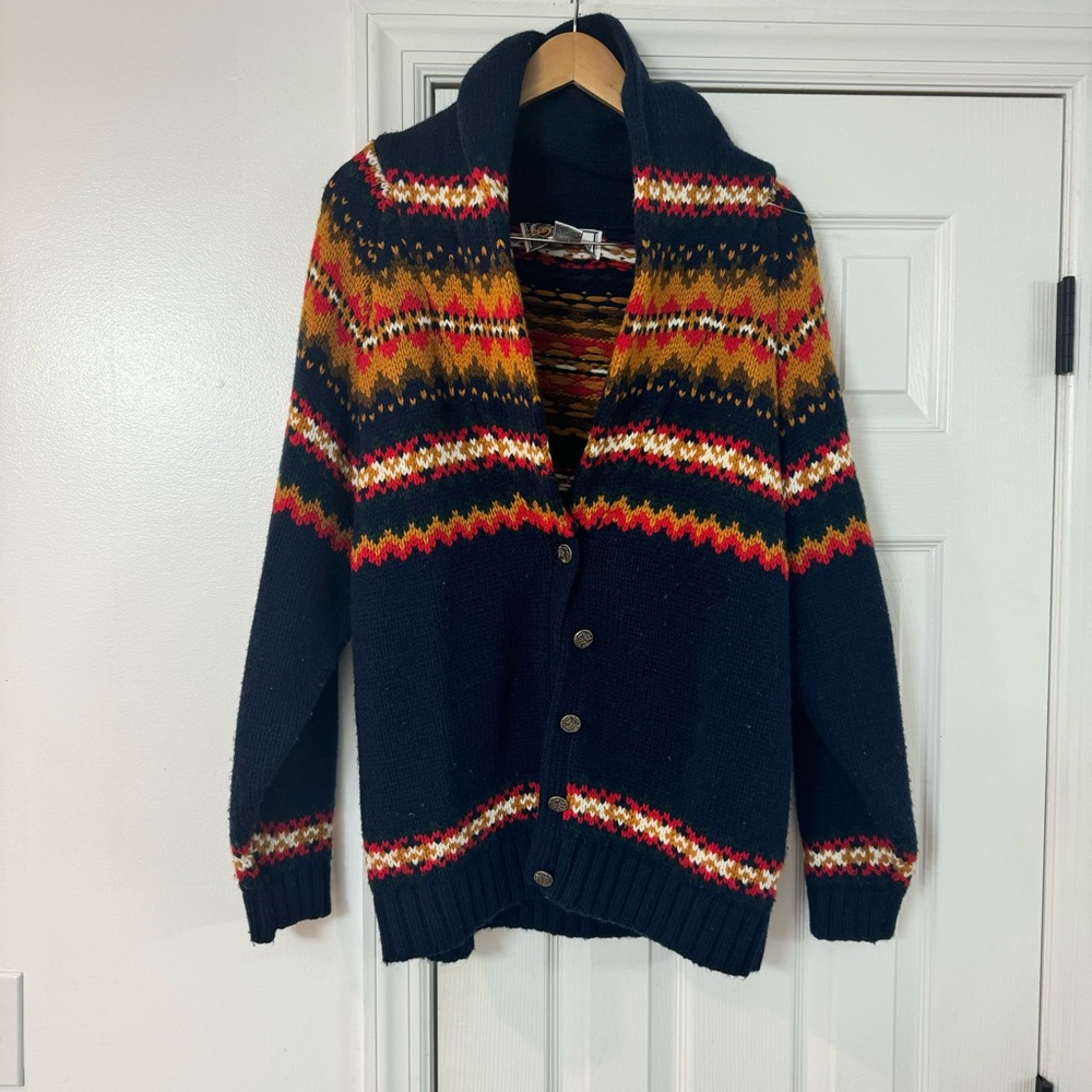 VTG Wool Blend Melbourne Country Sweater Cardigan Large